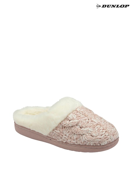 Dunlop Pink Ladies Knitted Closed Toe Mule Slippers (185278) | £16
