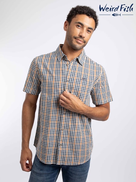Yellow - Regular Weird Fish Judd Short Sleeve Check Shirt