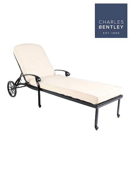 Charles Bentley Silver Garden Cast Aluminium Sun Lounger With Cushion (185784) | £385