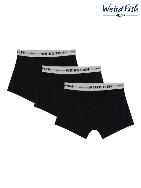 Black - Regular Weird Fish Ashridge Boxer Shorts 3 Pack