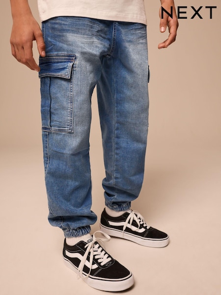 Vintage Blue Cargo Jeans With Elasticated Waist (3-16yrs) (186200) | £16 - £21
