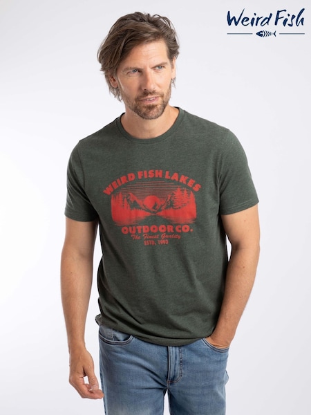Green - Regular Weird Fish Lakes Front Print Graphic T-shirt