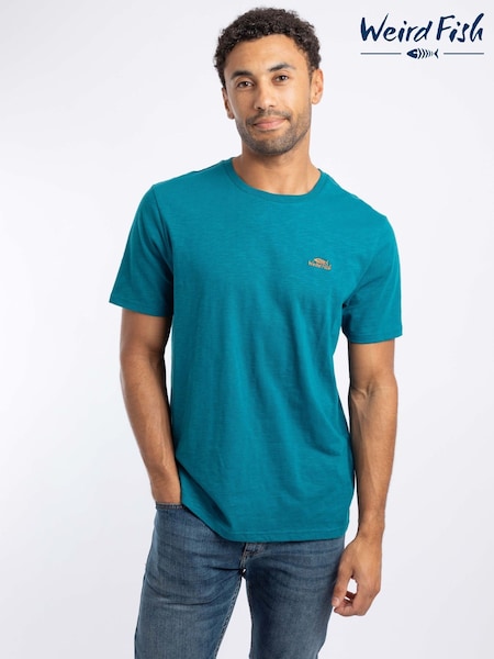 Blue - Regular Weird Fish Fished Branded Cotton T-shirt
