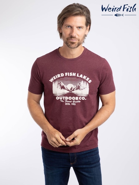Red - Regular Weird Fish Lakes Front Print Graphic T-shirt