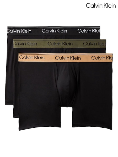 Black/Green/Orange - Regular Calvin Klein Boxer Briefs 3 Pack Microfibre Stretch