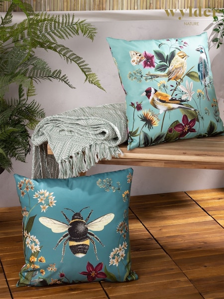Wylder Blue Midnight Garden Bee Outdoor Cushion (186809) | £15