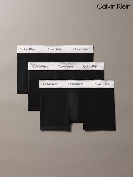 Grey - Regular Calvin Klein Icon Cotton Stretch Trunks 3 Pack