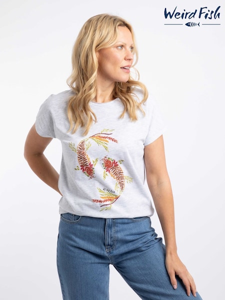 Grey - Weird Fish Fern Koi Carp Front Print Graphic T-shirt