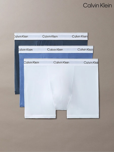 Blue - Regular Calvin Klein Icon Cotton Stretch Boxer Trunks 3 Pack