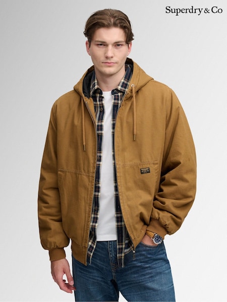 Brown - Regular Superdry Hooded Workwear Bomber Jacket