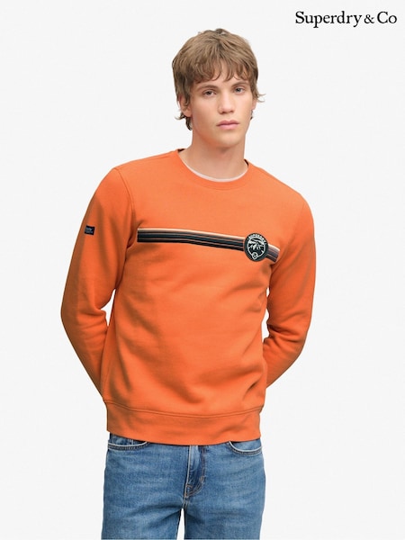 Orange - Regular Superdry Outdoor Stripe Logo Relaxed Sweatshirt