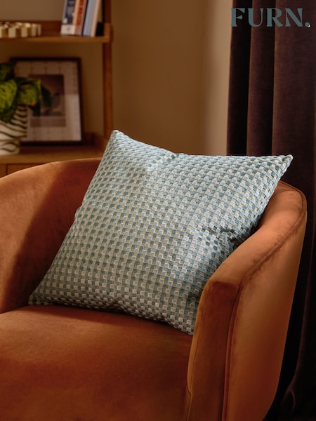 Furn Checkered Velvet Fibre Filled Cushion