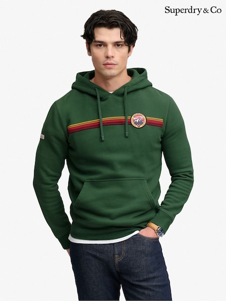 Green - Regular Superdry Outdoors Stripe Logo Hoodie