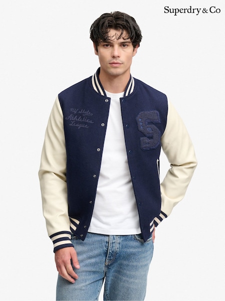 Blue - Regular Superdry Vintage Patched Varsity Jacket