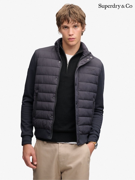 Grey - Regular Superdry Interlock Hybrid Jacket