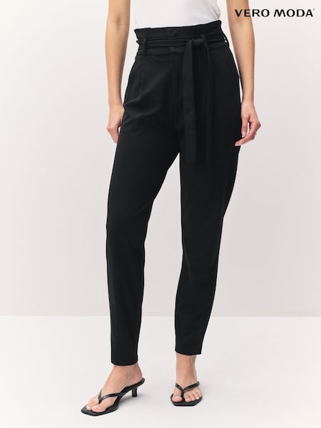 VERO MODA Black High Waisted Belted Trousers (190526) | £42