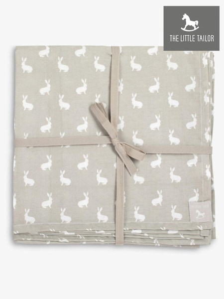 The Little Tailor Grey Muslin 100% Cotton Baby Blanket (190529) | £17