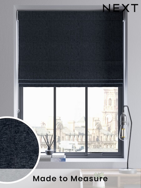 Navy Blue Chenille Made to Measure Roman Blinds (190563) | £79