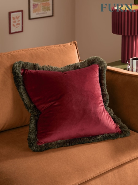 Furn Halo Fringed Velvet Fibre Filled Cushion