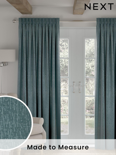 Teal Green Chenille Made to Measure Curtains (191024) | £100