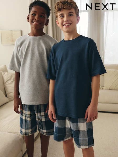 Blue/ Grey Check Woven Pyjamas 2 Pack (1.5-16yrs) (191219) | £20 - £29