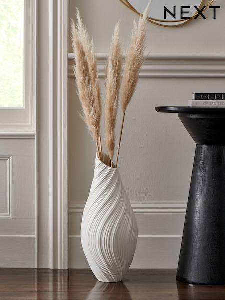 White Pleated Ceramic Extra Large Vase (191459) | £95