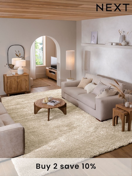 Light Natural Premium Cosy Shaggy Rug (191789) | £25 - £475