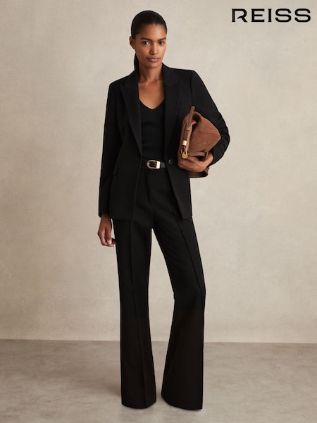 Reiss Black Gabi Petite Flared Suit Trousers (192289) | £110
