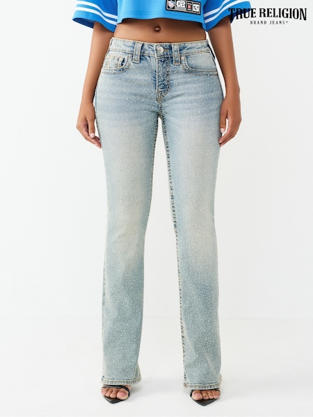 Blue - True Religion Crystal Becca Mid Rise Bootcut Big T Jeans