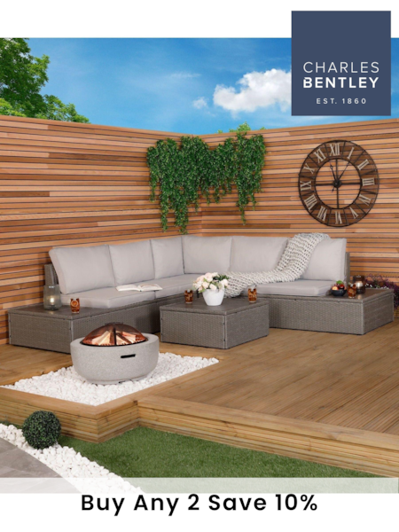 Charles Bentley Grey Garden Rattan Corner Lounge Set (192774) | £660