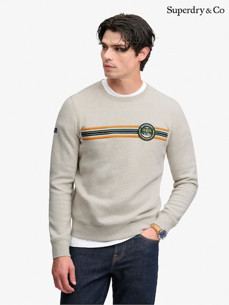 Natural - Regular Superdry Outdoor Stripe Logo Relaxed Sweatshirt