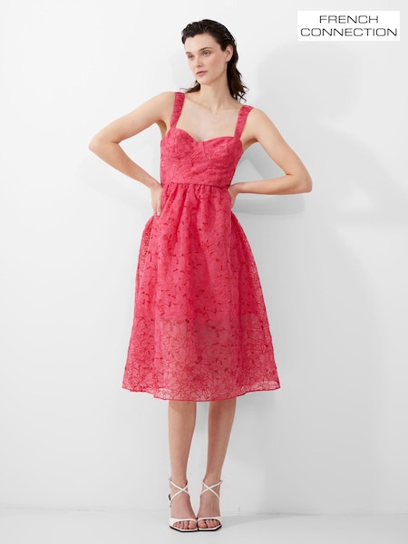 French Connection Pink Embroidered Lace Strappy Dress (193668) | £125