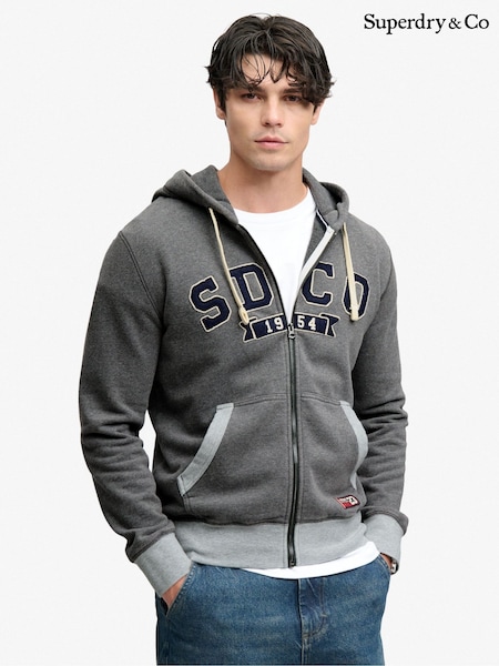 Grey - Regular Superdry Sd&co. Zip Through Hoodie