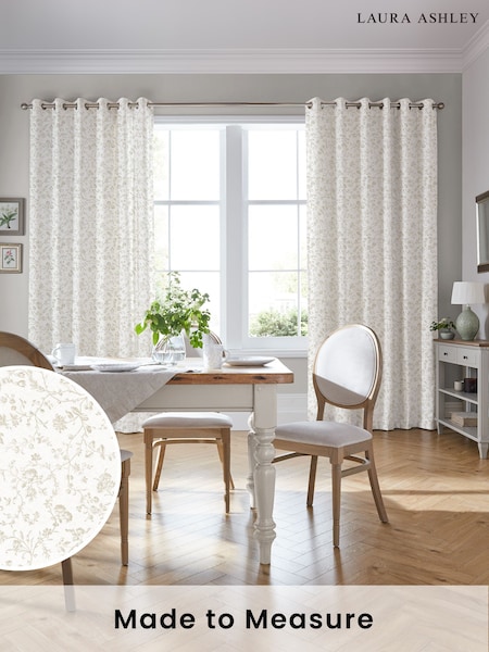 Laura Ashley Dove Grey Aria Made to Measure 100% Cotton Curtains (194454) | £100