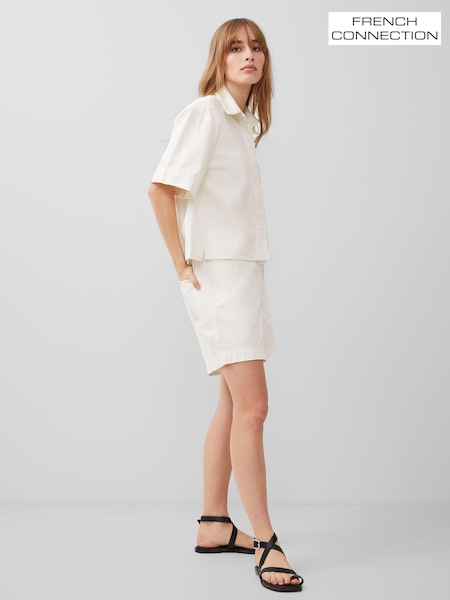 French Connection Cream 100% Cotton Finley Denim Short Sleeve Shirt (194550) | £45