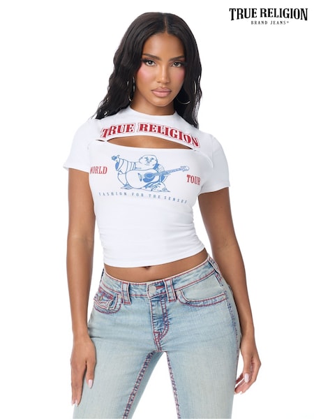 Black - True Religion Buddha Ruched Cut Out Top