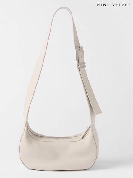 Mint Velvet Cream Leather Cross-Body Bag (195732) | £119