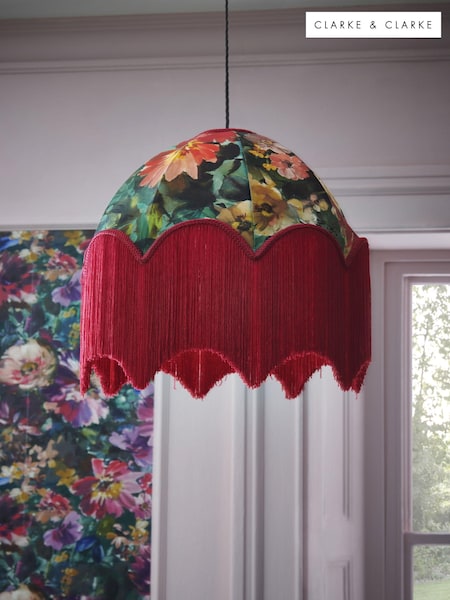 Clarke and Clarke Pink Tahiti Tassel Easyfit Lamp Shade (196139) | £75