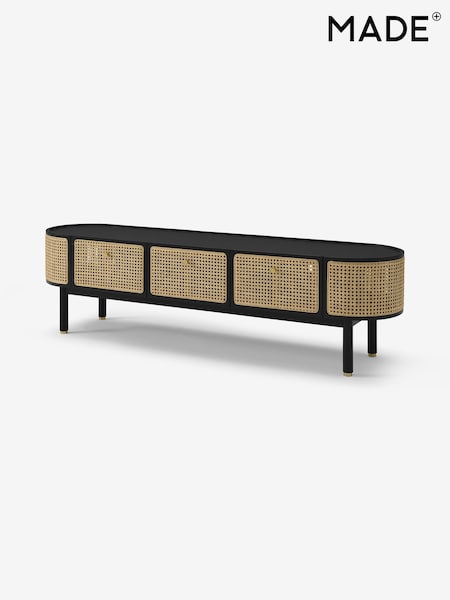 MADE.COM Black Stain Oak and Rattan Ankhara TV Unit (196143) | £699