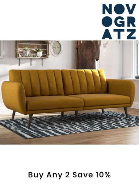 Novogratz Yellow Brittany Linen Sofa Bed (196993) | £420