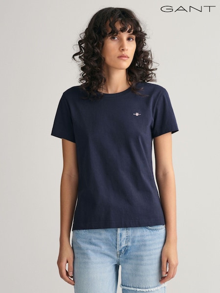 GANT Evening Blue Original Shield Logo 100% Cotton T-Shirt (197044) | £45