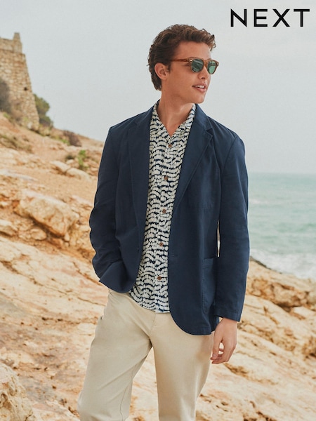 Navy Blue Slim Fit Garment Dye Blazer (198086) | £79