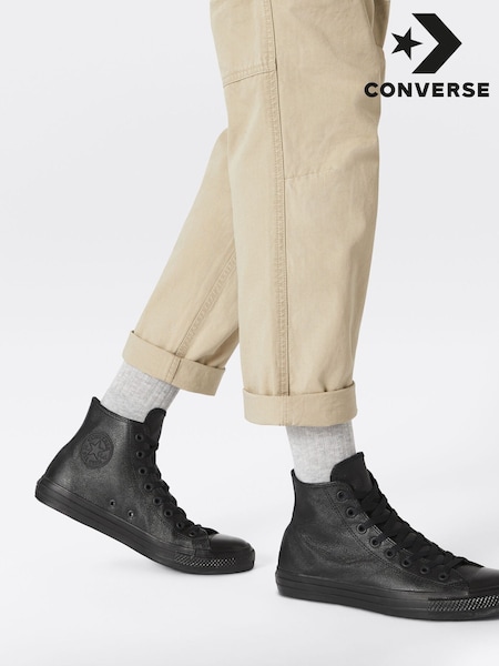 Converse Black Leather High Chuck Ox Trainers (198136) | £70 - £75