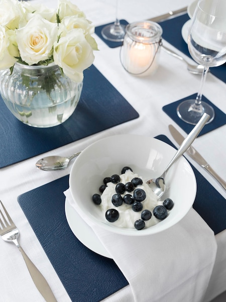 Lara-May Set of 6 Royal Blue Leather Coasters and Placemats (198198) | £37