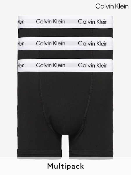 Calvin Klein Black/White Classic Stretch Trunks 3 Pack Boxers (198626) | £42