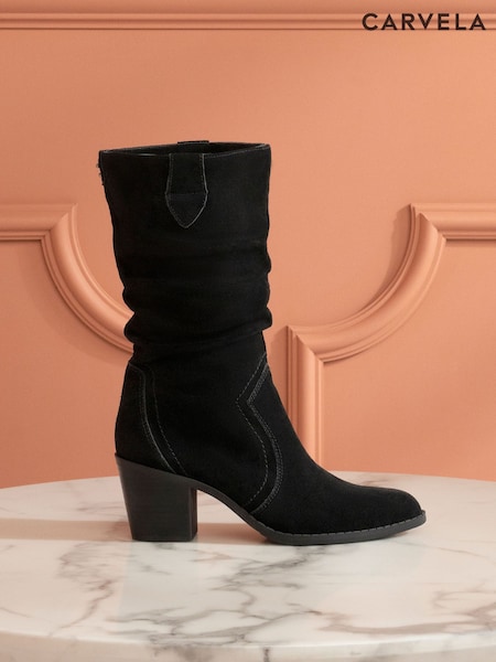 Black - Carvela Secilly Suede Mid Calf Boots