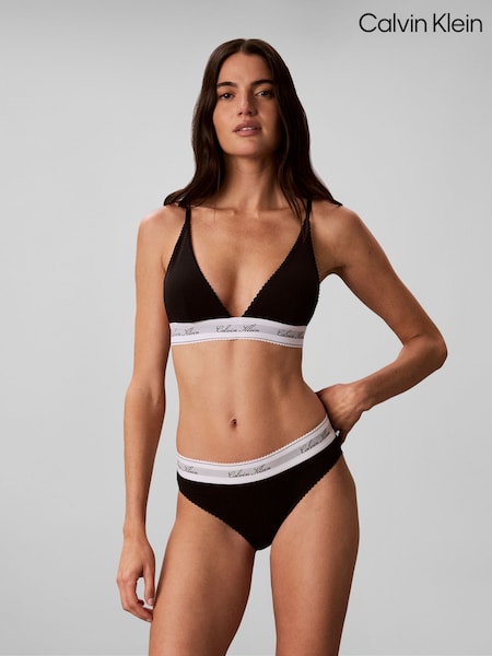 Black - Calvin Klein Triangle Bra Icon Cotton Modal