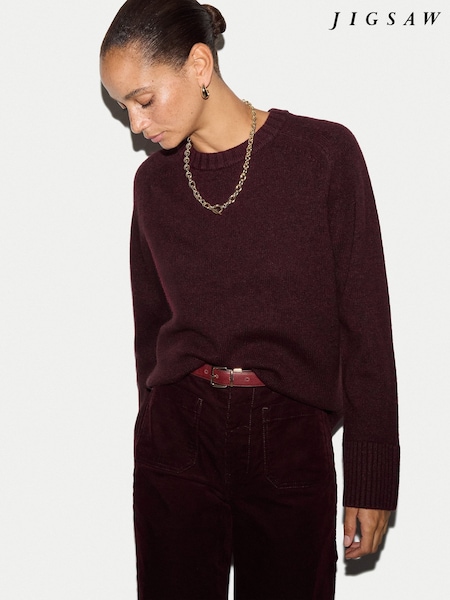 Red - Jigsaw Wool Cashmere Saddle Jumper