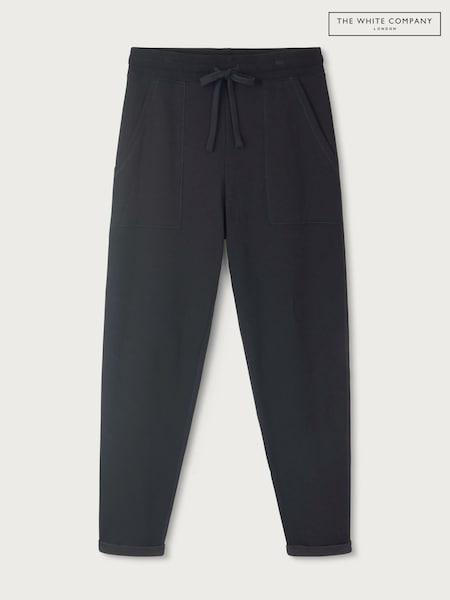 Black - The White Company Fleece Back Turn Up Cuff Joggers