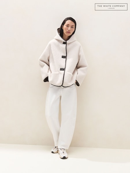 Natural - The White Company Relaxed Hooded Borg Coat